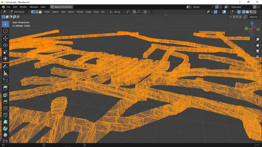 Raw scanned mining mesh